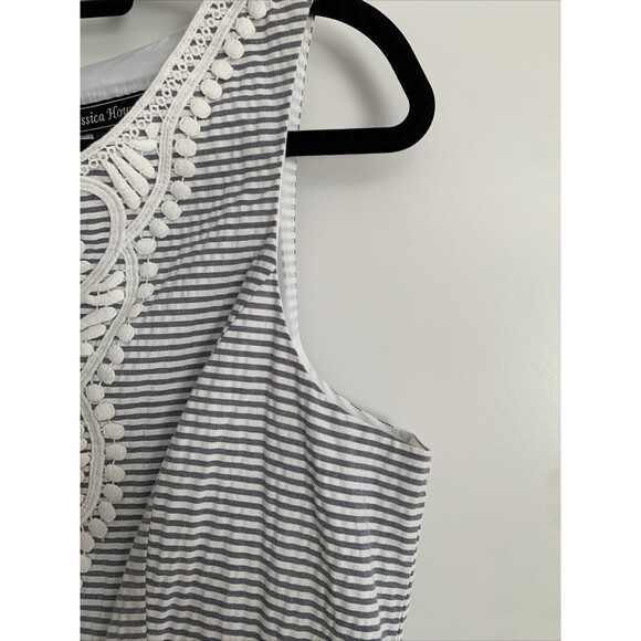 Jessica Howard Seersucker Sundress Womens 14‎ Lace Sleeveless A Line - Picture 5 of 7